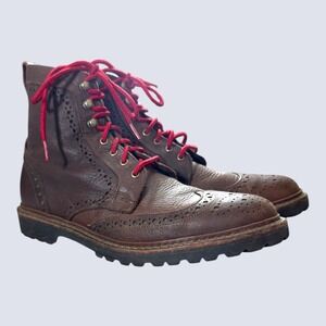 Allen Edmonds Long Branch Dress Boots Mens 10.5 B Brown Leather Wingtip Brogue